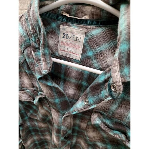 STYLISH FLANNEL LARGE MENS SHIRT BY 21 MEN. SNAP BUTTON DOWN CASUAL SHIRT - Picture 6 of 6